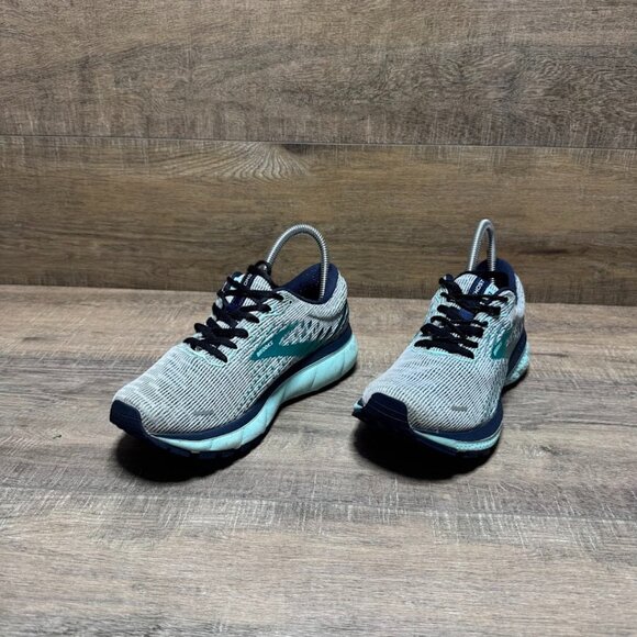 Brooks Ghost 13 Gray/Green Mesh Athletic Shoes Women's Size 7.5 - Picture 1 of 7